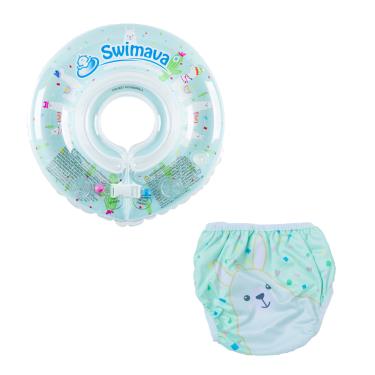 【英國Swimava】G1+S1草泥馬嬰兒游泳脖圈／泳褲套裝組 廠商直送