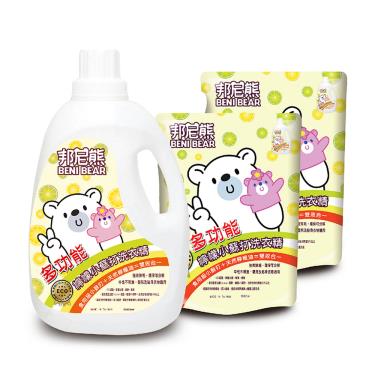 【BeniBear 邦尼熊】檸檬小蘇打抗菌洗衣精（2瓶+8包/箱）廠商直送