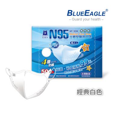 【藍鷹牌】經典系列／N95醫用立體口罩／成人 白色（50片／盒）廠商直送