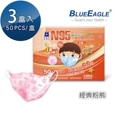 【藍鷹牌】經典系列／N95醫用立體口罩／幼童2-6歲 粉熊（50片x3盒）廠商直送