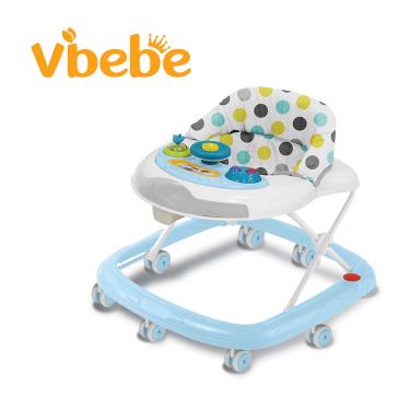 （贈蔬果吮咬趣）【Vibebe】嬰幼兒聲光學步車（沁藍點點）廠商直送