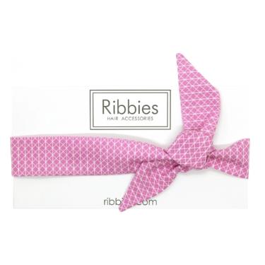 【英國Ribbies】兒童蝴蝶結髮帶（粉紅幾何圖型）廠商直送