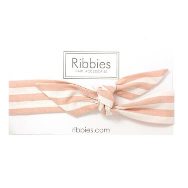 【英國Ribbies】兒童蝴蝶結髮帶（粉紅白條紋）廠商直送