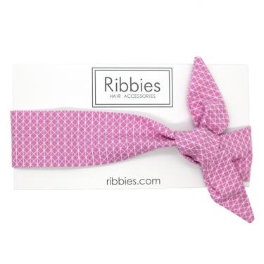 【英國Ribbies】蝴蝶結髮帶（粉紅幾何圖型）廠商直送