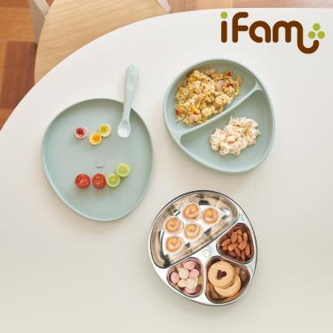 （滿額送餐盤）【韓國 Ifam】 3合1寶寶不鏽鋼蛋型餐盤（薄荷綠）廠商直送
