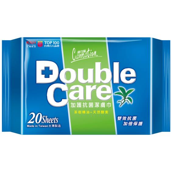 【康乃馨】Double Care 加護抗菌潔膚巾（20抽）新舊包裝 隨機出貨