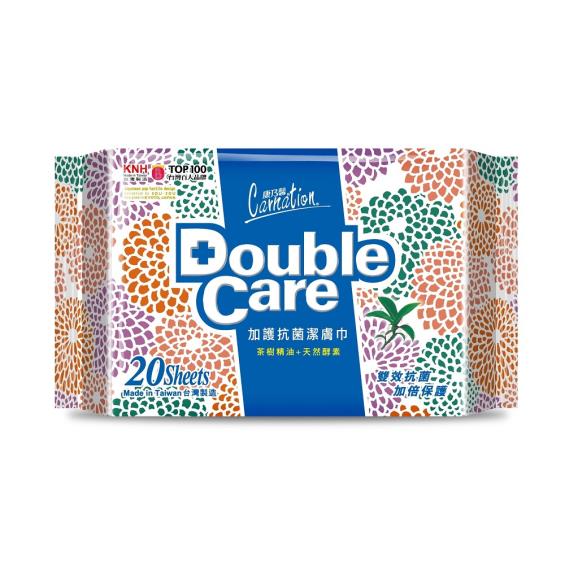 【康乃馨】Double Care 加護抗菌潔膚巾（20抽）新舊包裝 隨機出貨