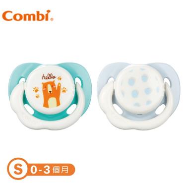 (2件95折，3件85折)【Combi 康貝】極淨日用安撫奶嘴二入組 S-甜藍熊+圓點藍（18320）