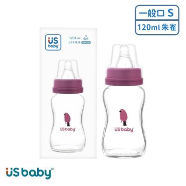 【US BABY 優生】真母感玻璃奶瓶一般口徑S（120ml）朱雀