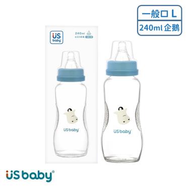 【US BABY 優生】真母感玻璃奶瓶一般口徑L（240ml）企鵝