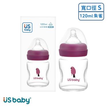 （2件95折）【US BABY 優生】真母感玻璃奶瓶寬口徑S（120ml）朱雀