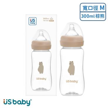 （2件95折）【US BABY 優生】真母感TRITAN奶瓶寬口徑M（300ml）棕熊