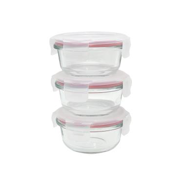 【樂扣樂扣】圓形 第二代耐熱玻璃保鮮盒 粉色（130ml）3入組