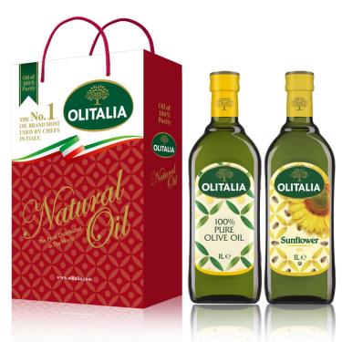 【Olitalia奧利塔】純橄欖油+葵花油禮盒組(1000mlx2瓶) 廠商直送