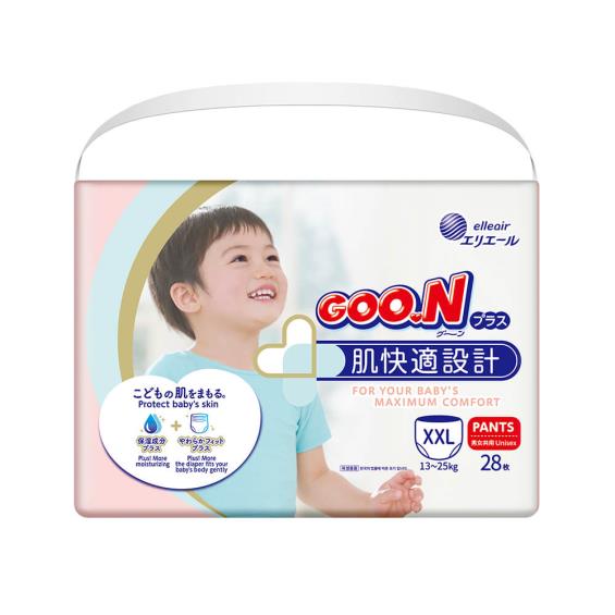 【GOO.N 日本大王】肌快適／敏感肌褲型紙尿褲／跳跳褲（XXL28片X6包／箱）廠商直送