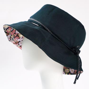 （享優惠價）【abonet】日本進口頭部保護帽小碎花遮陽款（黑色）／廠商直送