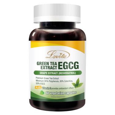 （保健滿額折）【Lovita愛維他】綠茶兒茶素EGCG白藜蘆醇素食膠囊（60錠/瓶） + -單一規格