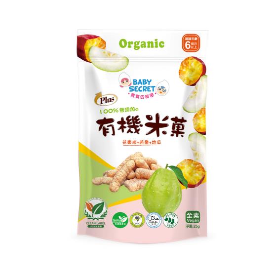 (任3件289)【BABY SECRET 寶寶的秘密】PLUS有機芭樂地瓜米菓(25g)