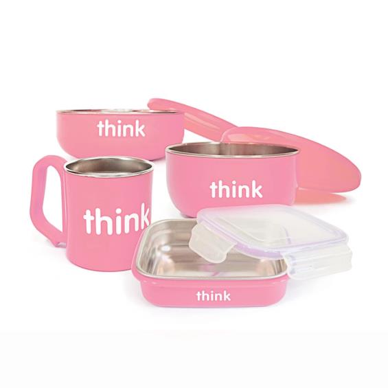 【Thinkbaby】兒童餐具組（粉紅色）廠商直送