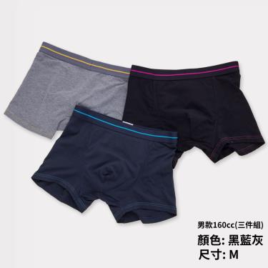 （單件85折）【IOHS十分幸福】日本速吸男性尿用內褲－三件組／黑藍灰（160cc）M／廠商直送