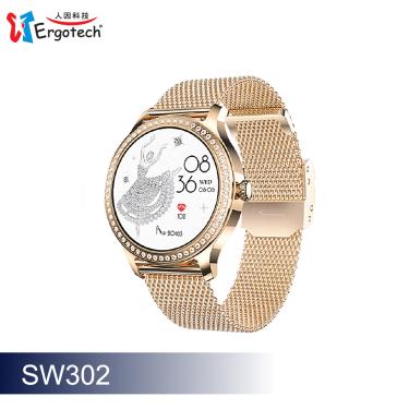 【Ergotech 人因科技】時尚晶鑽鋯石智慧通話腕錶／高貴金（SW302）廠商直送