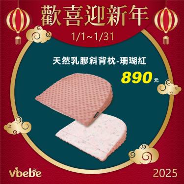 【Vibebe】天然乳膠斜背枕（珊瑚紅）廠商直送