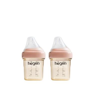 【hegen】金色奇蹟PPSU多功能方圓型寬口奶瓶 150ml （雙瓶組）（嫣粉） 廠商直送