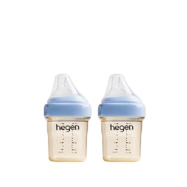 【hegen】金色奇蹟PPSU多功能方圓型寬口奶瓶 150ml （雙瓶組）（沁藍）廠商直送