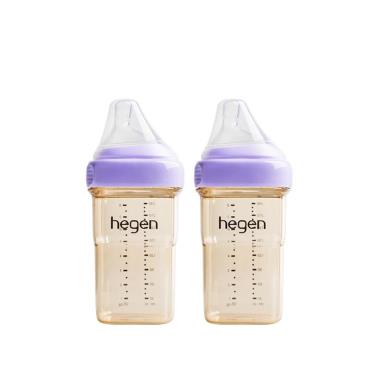 【hegen】金色奇蹟PPSU多功能方圓型寬口奶瓶 240ml （雙瓶組）（漾紫）廠商直送