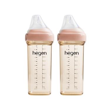 【hegen】金色奇蹟PPSU多功能方圓型寬口奶瓶 330ml （雙瓶組）（嫣粉） 廠商直送