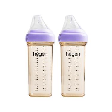 【hegen】金色奇蹟PPSU多功能方圓型寬口奶瓶 330ml （雙瓶組）（漾紫）廠商直送
