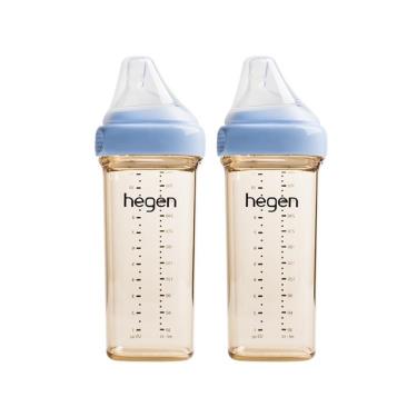 【hegen】金色奇蹟PPSU多功能方圓型寬口奶瓶 330ml （雙瓶組）（沁藍） 廠商直送