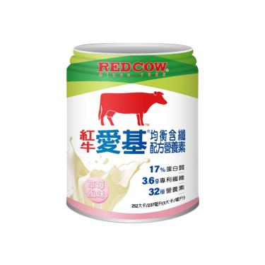 【紅牛】愛基均衡含纖配方營養素-草莓口味 (237ml*24罐/箱)廠商直送