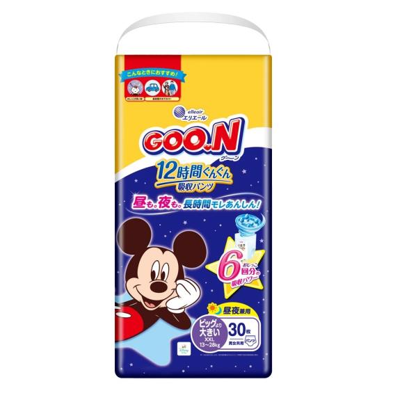 【GOO.N 日本大王】12小時日夜安心褲/褲型紙尿褲XXL(30片X3包／箱)