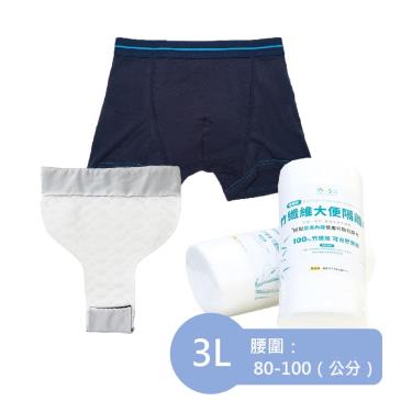【IOHS十分幸福】男尿用內褲（160cc ) 3L號 +大便隔離墊+隔離巾／廠商直送