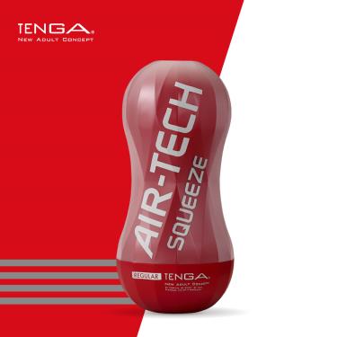 TENGA AIR-TECH SQUEEZE REGULAR軟殼增壓重覆使用飛機杯-標準紅