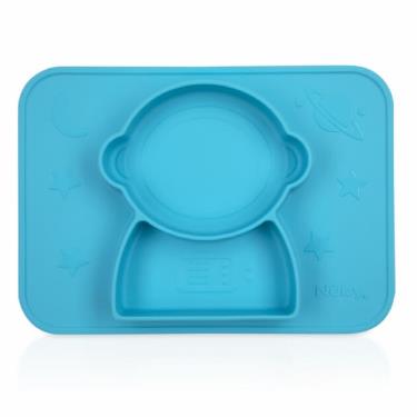Nuby 矽膠分隔餐盤-太空人/藍