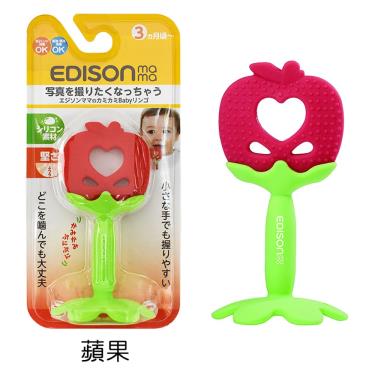 （2件95折）【日本 EDISON】嬰幼兒趣味潔牙器-蘋果(3個月以上)