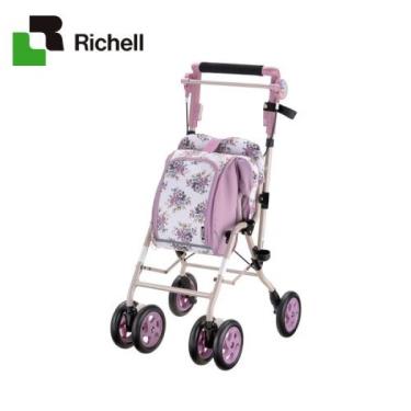 日本Richell利其爾 輕巧購物步行車CP-G型-花樣粉 廠送