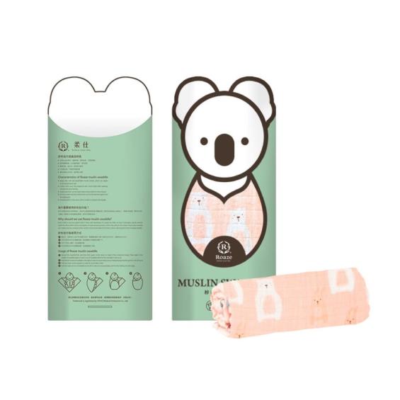 【Roaze 柔仕】 紗布包巾毯 粉嫩白熊
