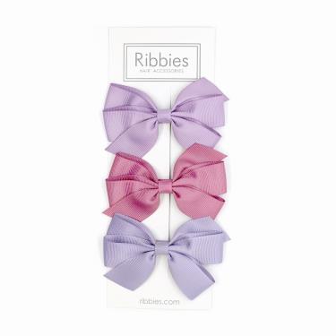 英國Ribbies經典中蝴蝶蝶結3入組(薰衣草紫系列)-廠