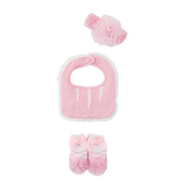 美國FMC X 日安朵朵 女嬰配件禮盒 - 芭蕾女伶(圍兜+髮帶+寶寶襪)-廠商直送