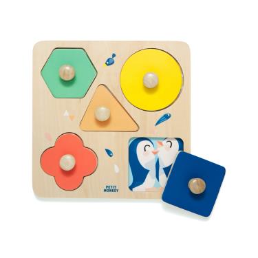 荷蘭Petit Monkey經典木玩-動物園幾何形狀拼圖(1Y+)-廠