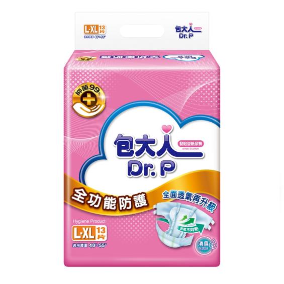 (任二箱折150)【包大人】全功能防護成人紙尿褲（L-XL13片X6包／箱）