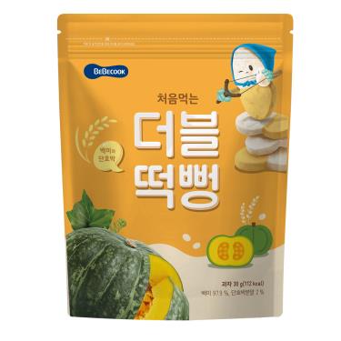 韓國BEBECOOK寶膳 嬰幼兒雙色初食綿綿米餅 白米南瓜 30g