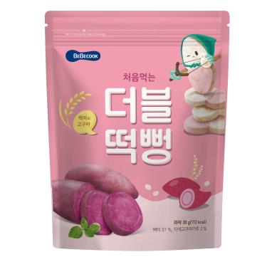 韓國BEBECOOK寶膳 嬰幼兒雙色初食綿綿米餅 白米番薯 30g