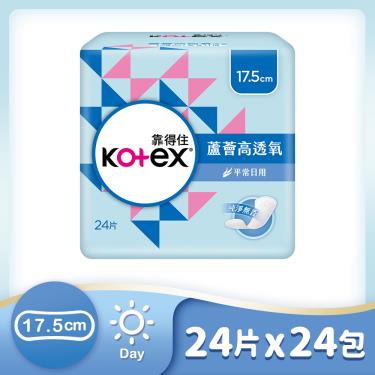 【Kotex 靠得住】 蘆薈高透氧護墊（無香）17.5cmX24片X24包/箱購