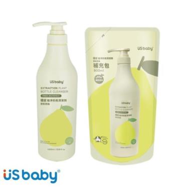 【US BABY 優生】柚香蔬果奶瓶清潔劑1000ml+補充包900ml（限量組合）