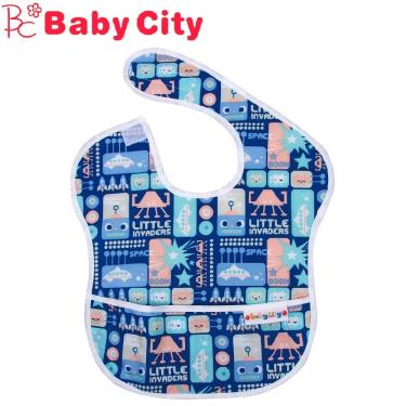Baby City 娃娃城 防水圍兜-藍色機器人