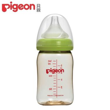 【Pigeon 貝親】母乳實感寬口PPSU奶瓶（160ml）綠色